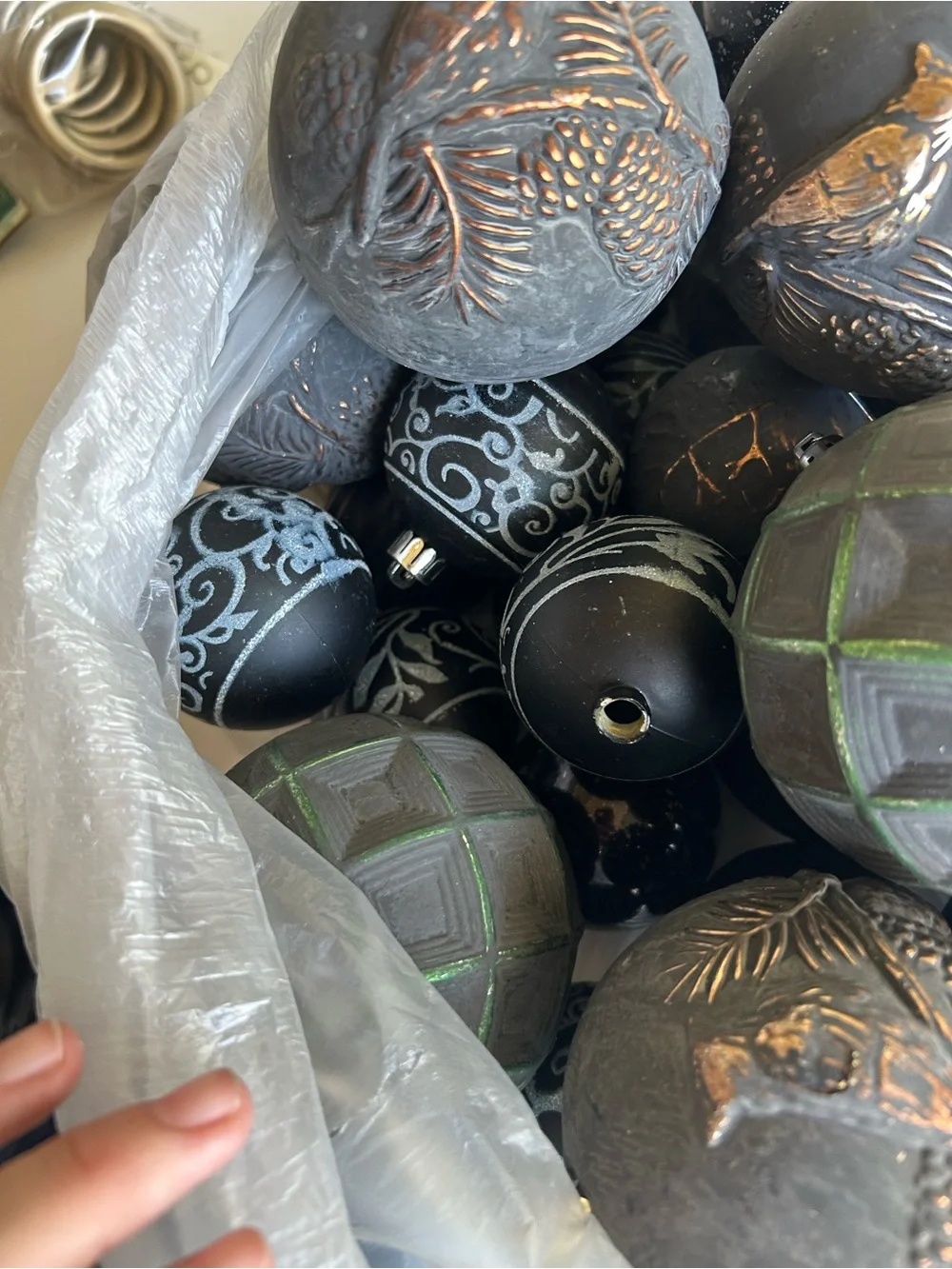 Black Holiday Glass Ornament Ball Set - Classic Matte Finish